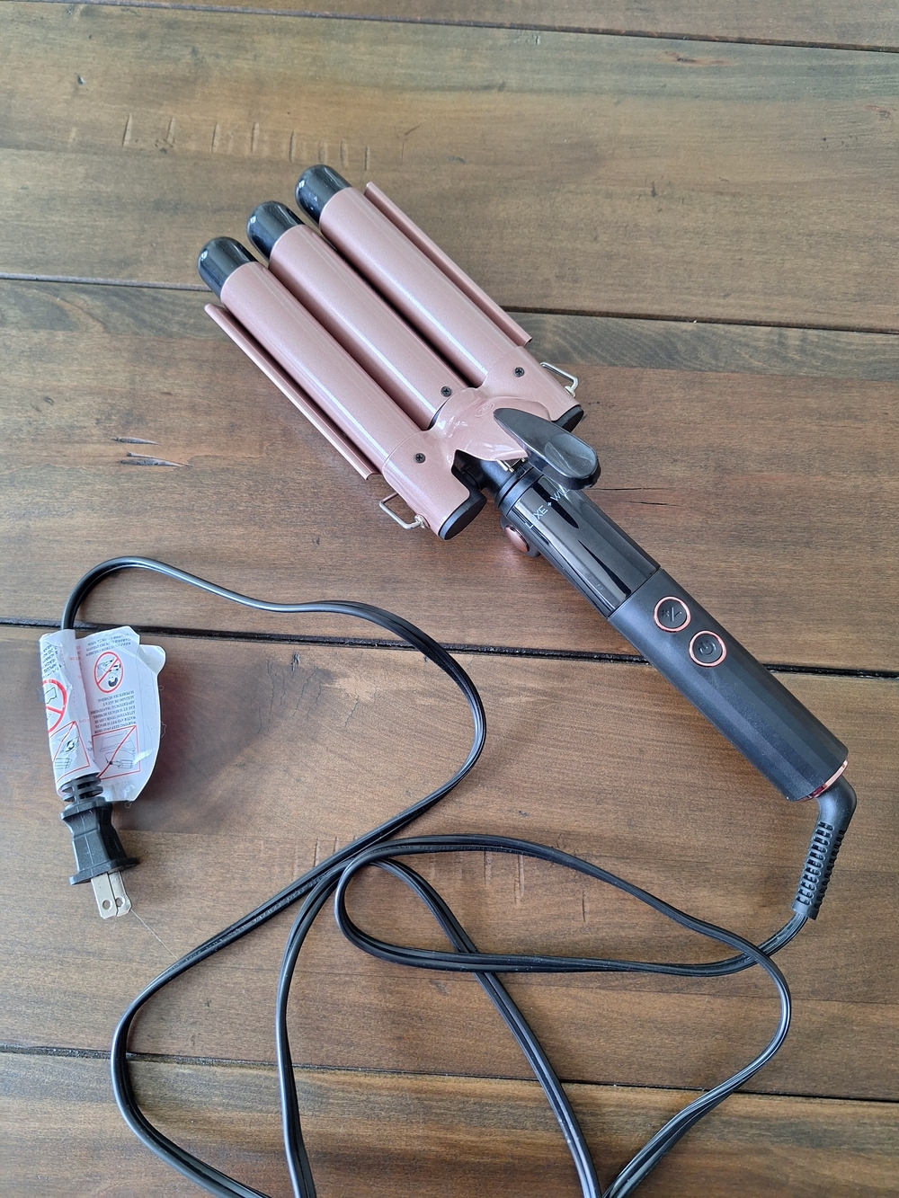3-Bar Triple Barrel Hair Waver - Rose Gold & Black